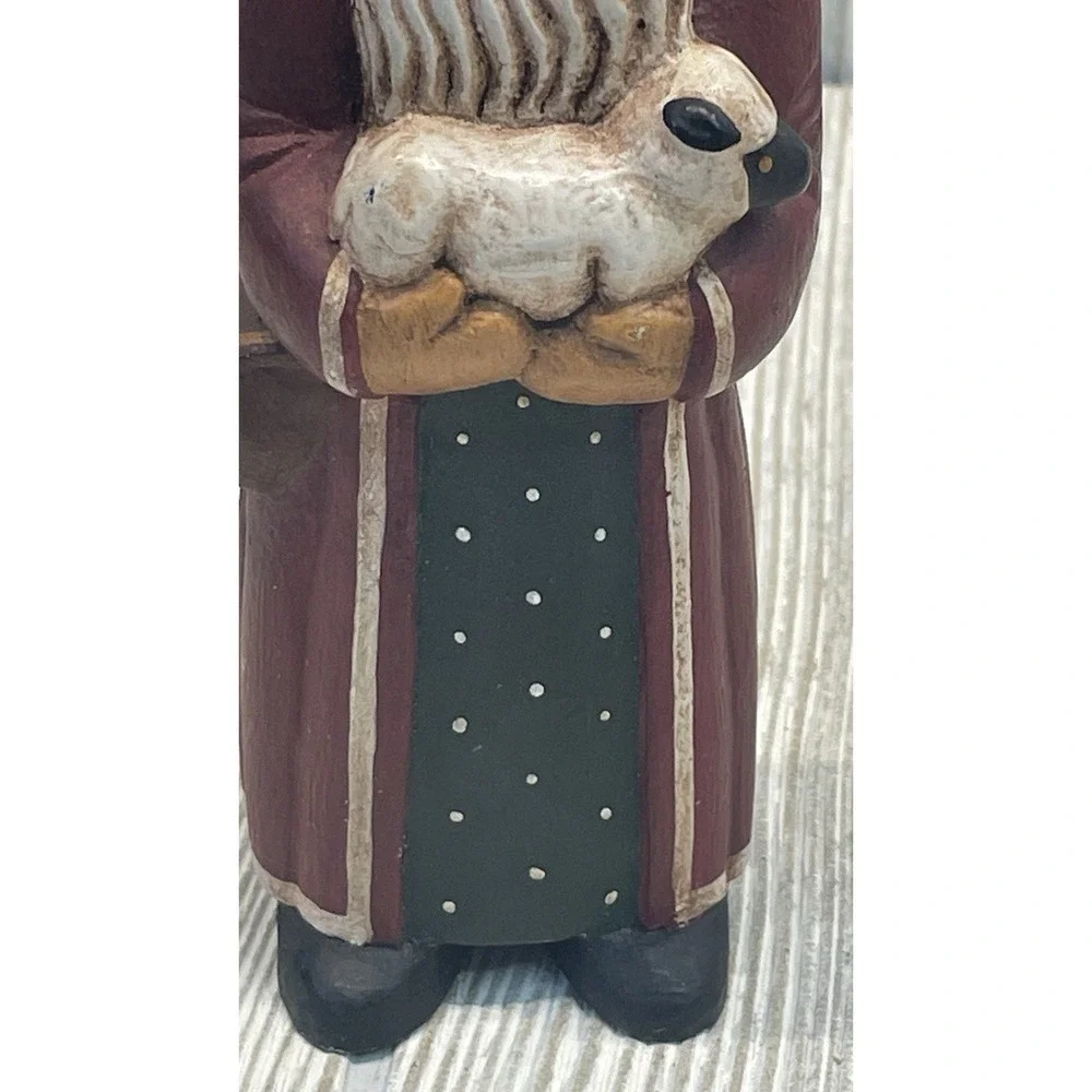 Randy Tate Folk Art Rustic Santa with Lamb 6